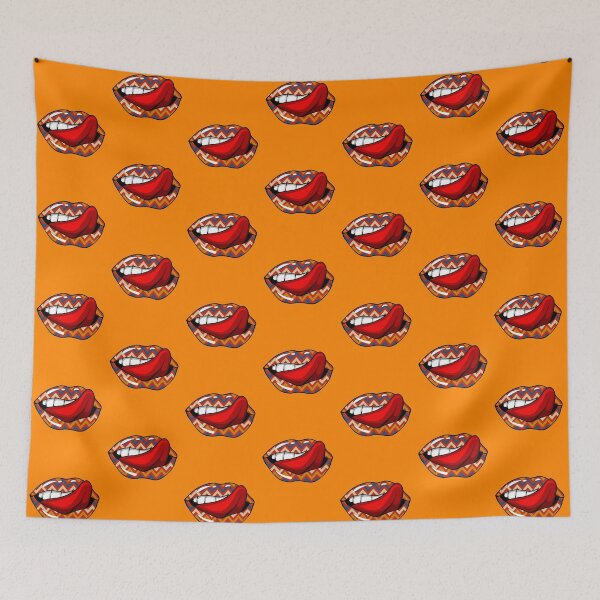 Item preview, Artistic Abstract Chevron Orange Mardi Gras Pattern Lips with Red Tongue - by Iskybibblle designed and sold by Iskybibblle.