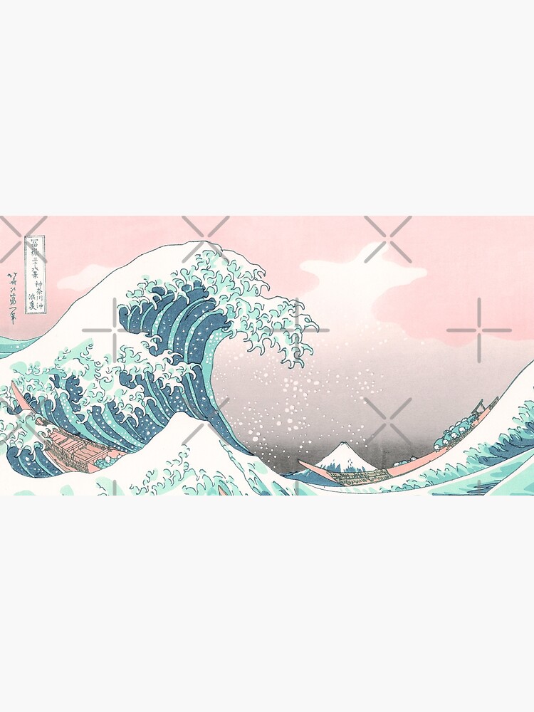 The Great Wave off Kanagawa - Hokusai - Pastel Pink Color by SuperAceDesigns
