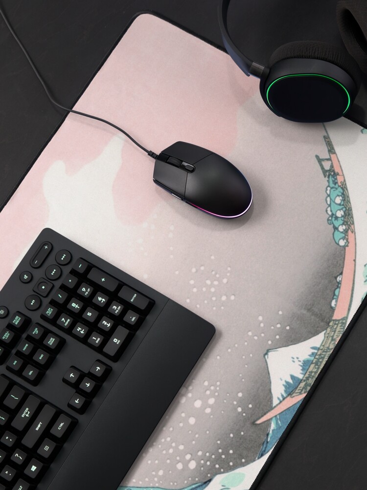 Alternate view of The Great Wave off Kanagawa - Hokusai - Pastel Pink Color Mouse Pad