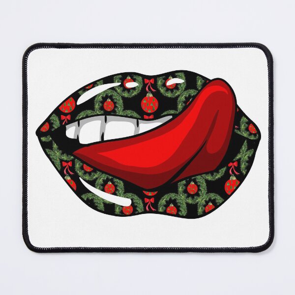 Item preview, Artistic Abstract Christmas Pattern Lips with Red Tongue - by Iskybibblle designed and sold by Iskybibblle.