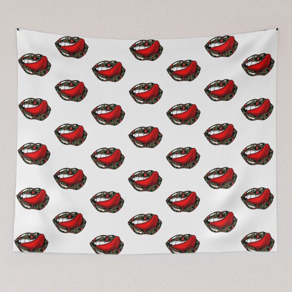 Item preview, Artistic Abstract Christmas Pattern Lips with Red Tongue - by Iskybibblle designed and sold by Iskybibblle.