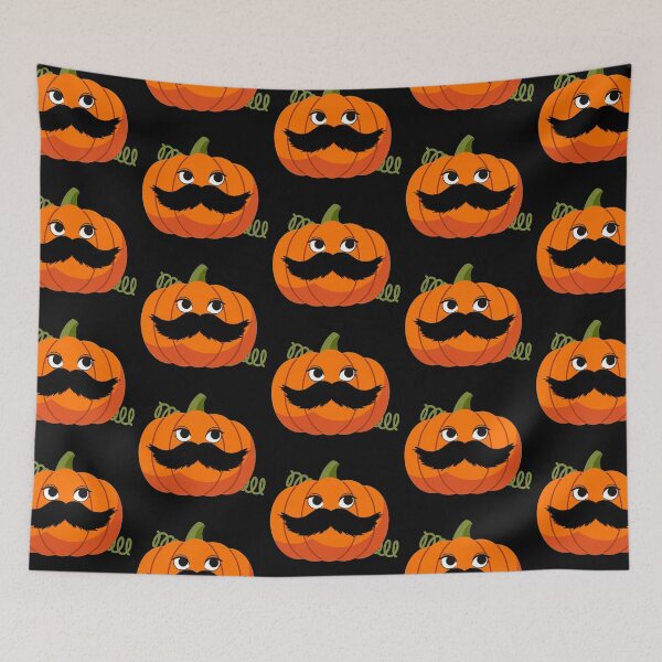 Item preview, Jack O'Lantern Moustache Cute Funny Happy Hallowe'en Thanksgiving Movember Veggie Humour Pumpkin designed and sold by H3designs.