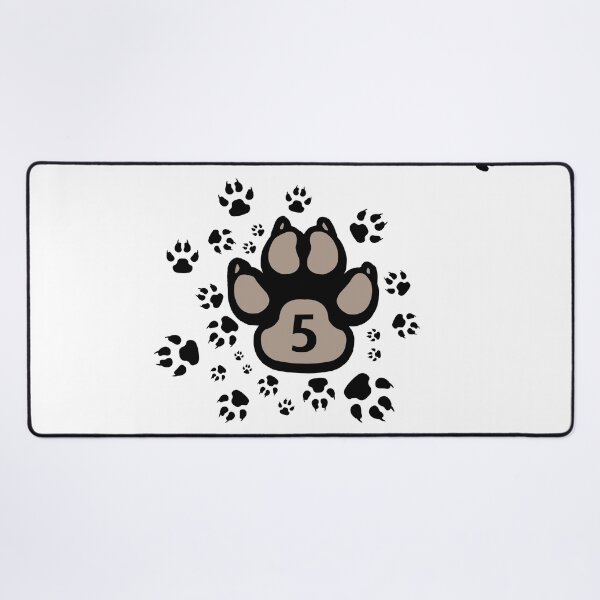 Item preview, Dog paw prints with number five designed and sold by MadandMean.