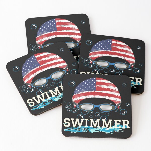 Item preview, Swim Swimmer Funny Swimming Sports USA Flag Cap designed and sold by sikkilapa.