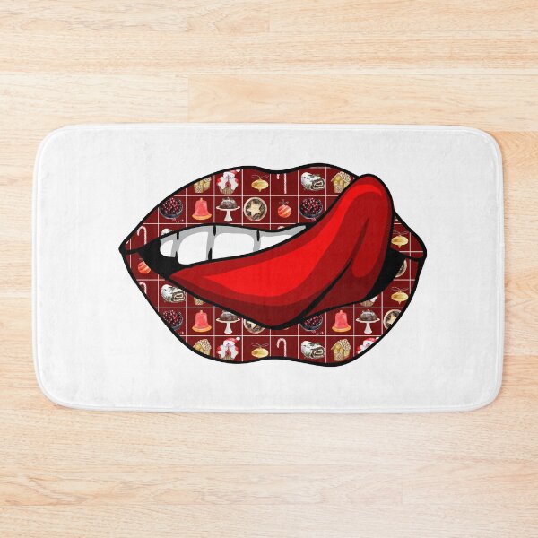 Item preview,  Artistic Abstract Christmas Food Pattern Lips with Red Tongue - by Iskybibblle designed and sold by Iskybibblle.