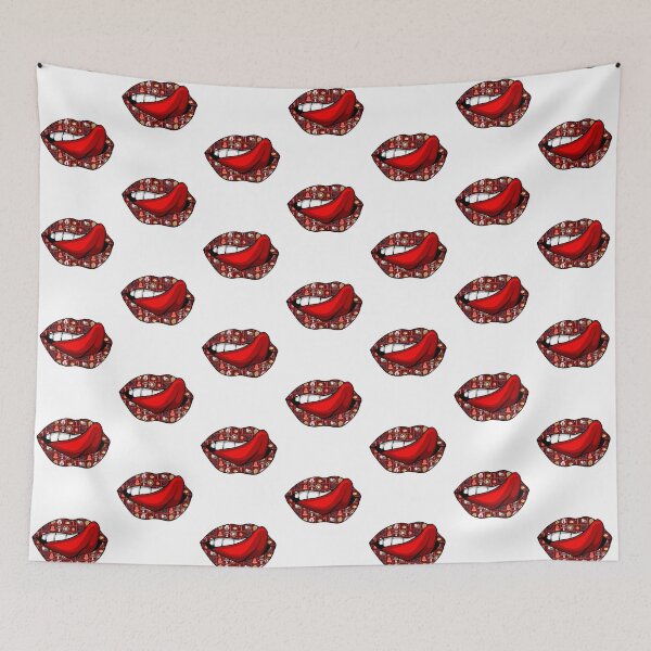 Item preview,  Artistic Abstract Christmas Food Pattern Lips with Red Tongue - by Iskybibblle designed and sold by Iskybibblle.