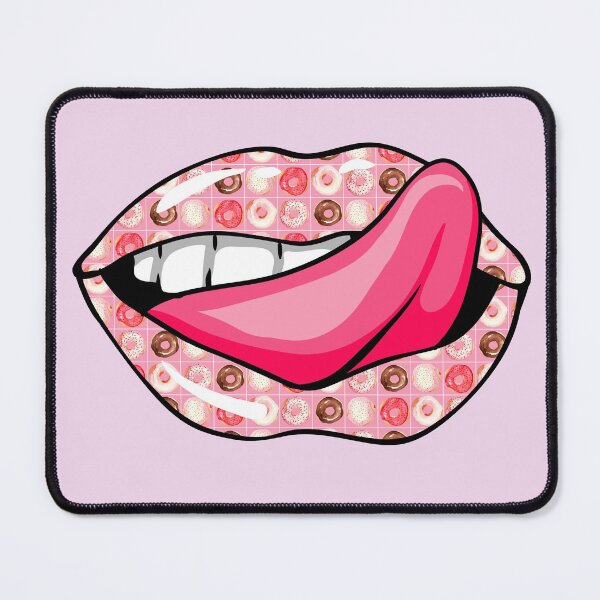 Item preview, Artistic Abstract Donut Pattern Lips with Pink Tongue - by Iskybibblle designed and sold by Iskybibblle.
