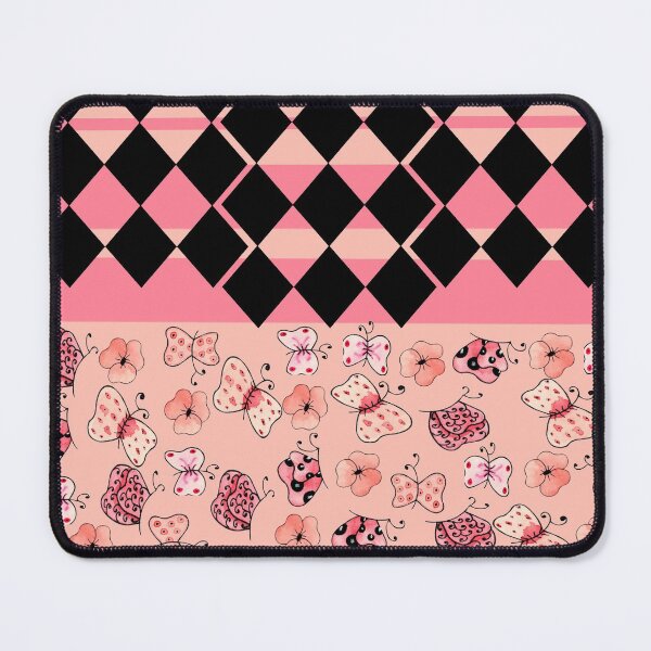 Item preview, Pink and Black Harlequin Striped Butterflies and Flowers-Multiple Pattern Design  designed and sold by ozcushionstoo.