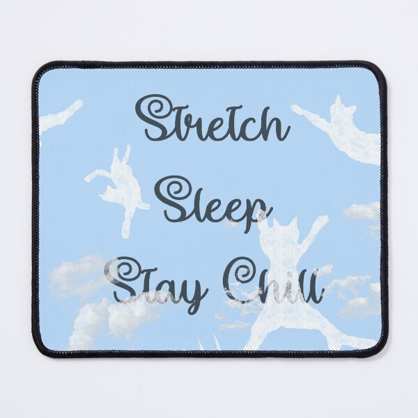 Item preview, Stretch, Sleep, Stay Chill Cute Sleeping Cats on Cloud Nine - Chalkboard Style x Cloudy Sky Blue - Sleeping is My Favorite Pastime - Seamless Repeating Pattern designed and sold by sthNnth.