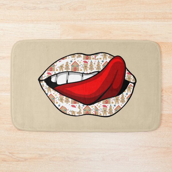 Item preview,  Artistic Abstract Gingerbread Christmas Pattern Lips with Red Tongue - by Iskybibblle designed and sold by Iskybibblle.