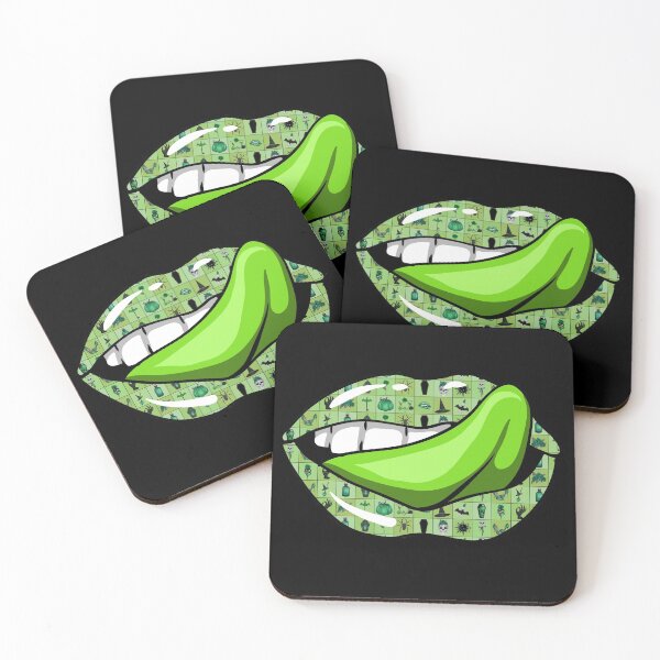 Item preview,  Artistic Abstract Green Halloween Pattern Lips with Green  Tongue - by Iskybibblle designed and sold by Iskybibblle.
