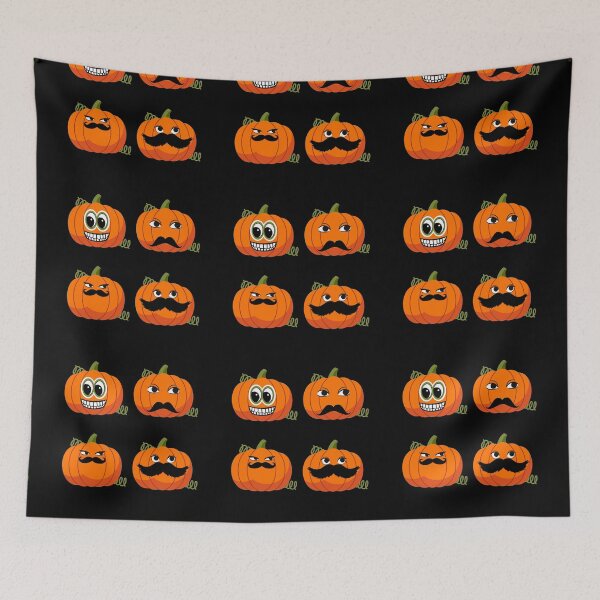 Item preview, Jack O'Lantern Moustache Cute Funny Happy Hallowe'en Thanksgiving Movember Veggie Humour Pumpkin Pattern designed and sold by H3designs.