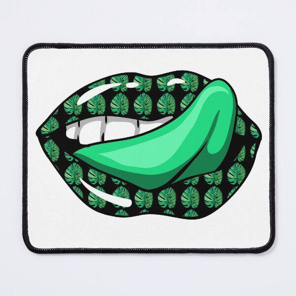Item preview, Artistic Abstract Monstera Pattern Lips with Green Tongue - by Iskybibblle designed and sold by Iskybibblle.