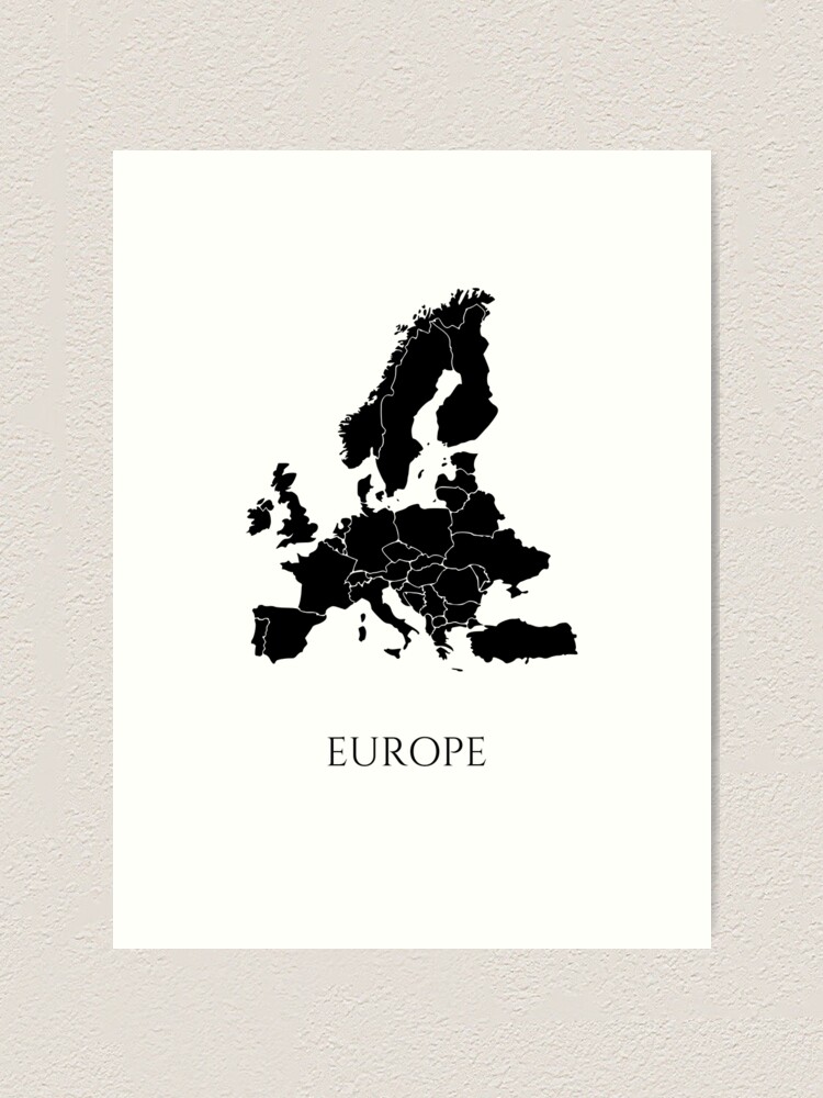 "Black and white Europe map " Art Print for Sale by TashHuckstep