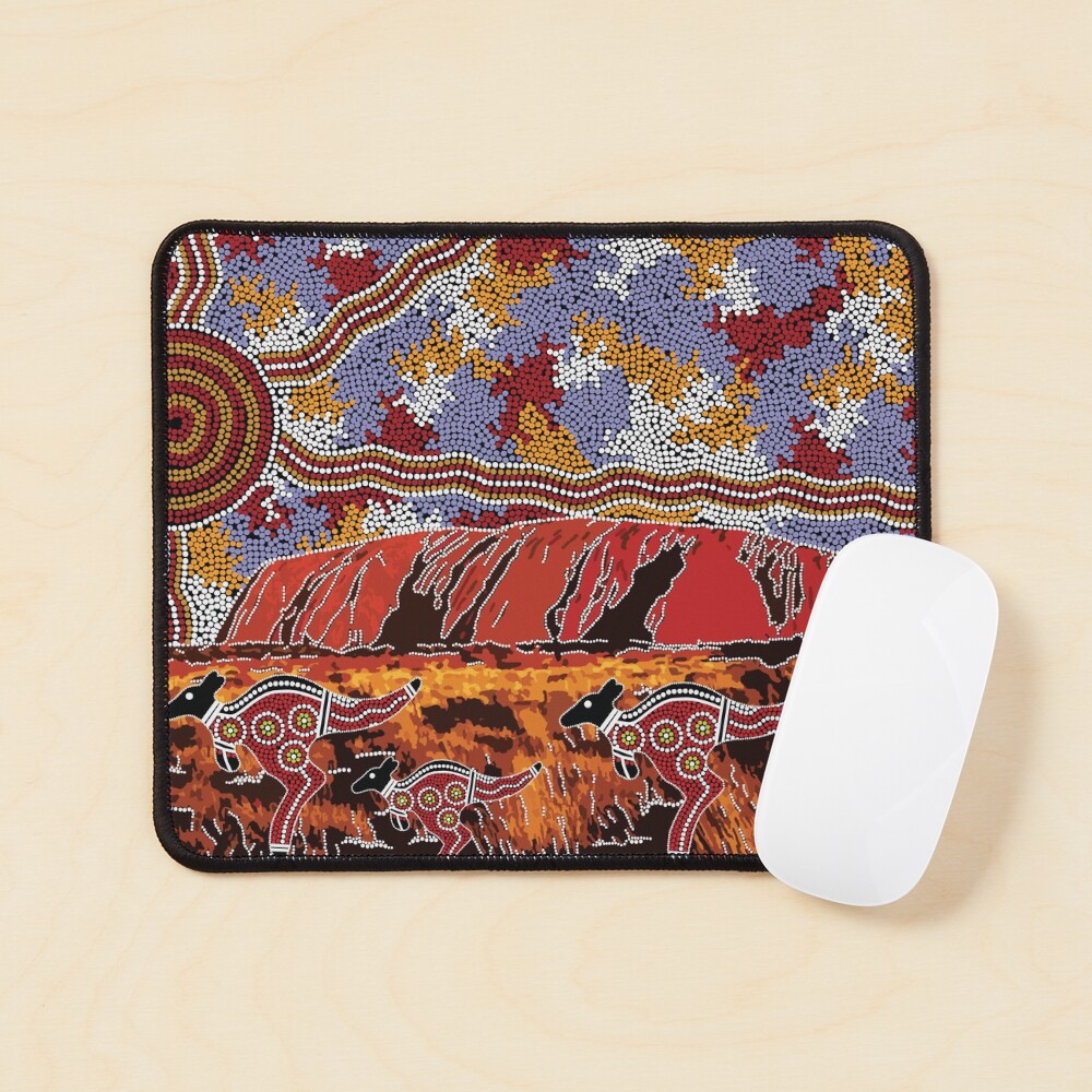 "Authentic Aboriginal Art Uluru Ayers Rock" Mouse Pad for Sale by