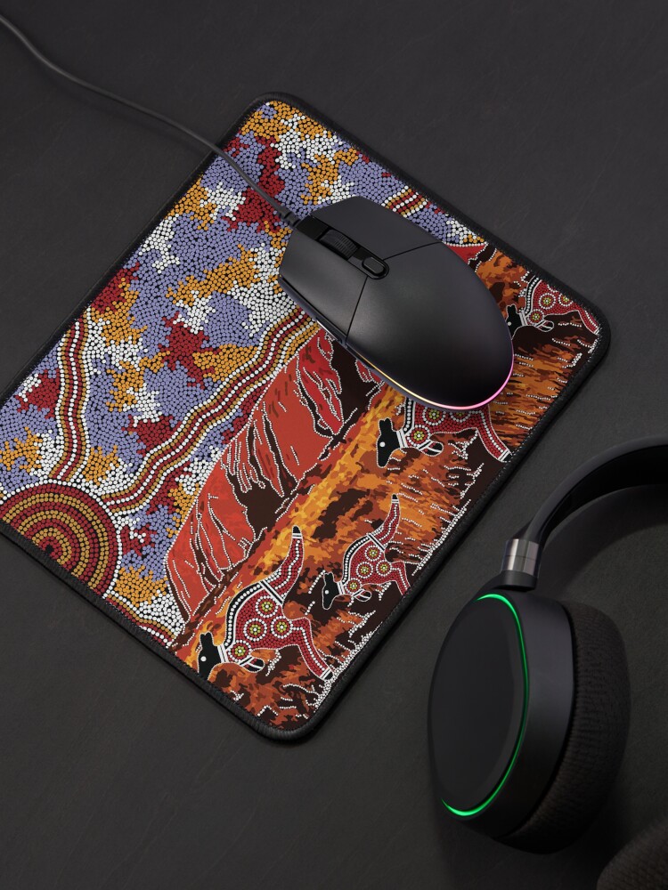 "Authentic Aboriginal Art Uluru Ayers Rock" Mouse Pad for Sale by