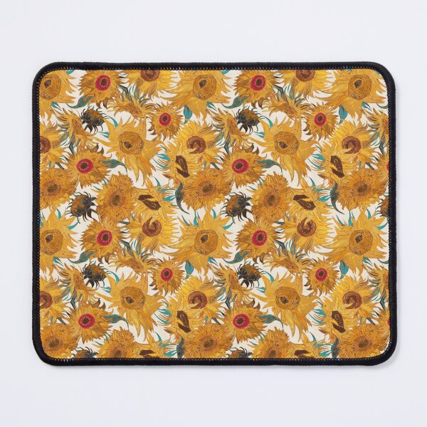 Item preview, Van Gogh Sunflowers cream yellow turquoise red designed and sold by Delinda Graphic Studio.