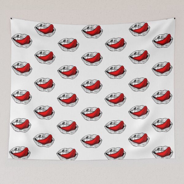 Item preview,  Artistic Abstract Newspaper Pattern Lips with Red Tongue - by Iskybibblle designed and sold by Iskybibblle.