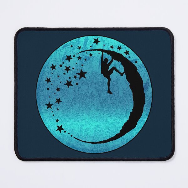 Item preview, Bouldering climber on the moon rock in blue - bouldering gift designed and sold by MadandMean.
