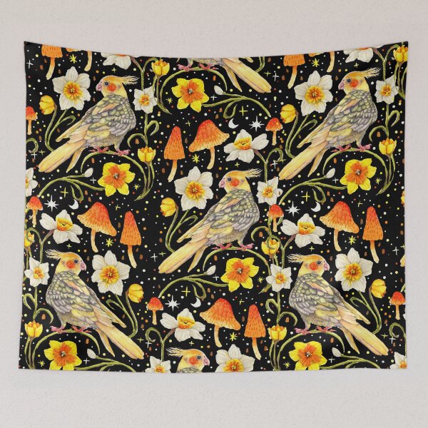 Item preview, Magical parrots with mushrooms - BLK designed and sold by janeferwong.