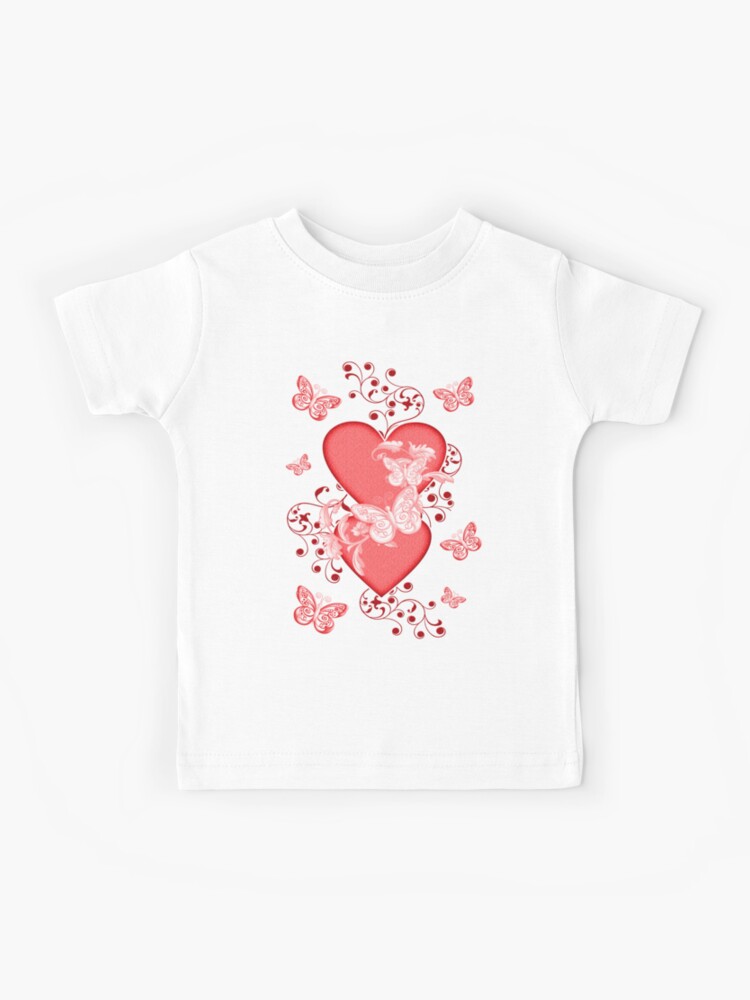 Butterfly Hearts Kids T Shirt By Loneangel Redbubble