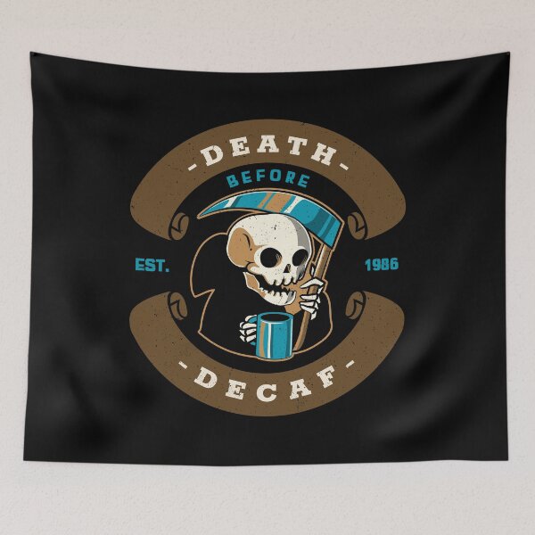 Item preview, Death Before Decaf design for coffee lovers designed and sold by PunMan Army.