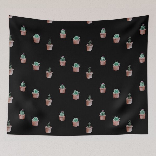 Item preview, succulent sticker pack / pattern (black background) designed and sold by -Lily-Anne-.