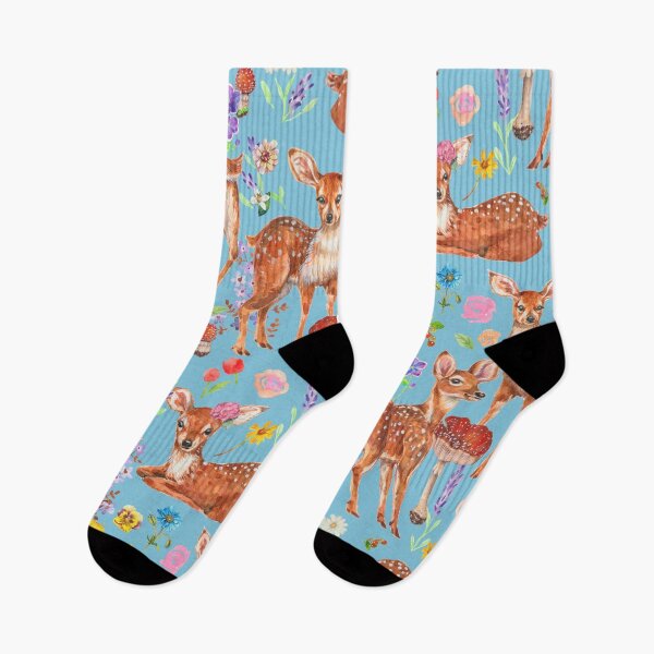 Item preview, Cutie deers with flowers - blue designed and sold by janeferwong.