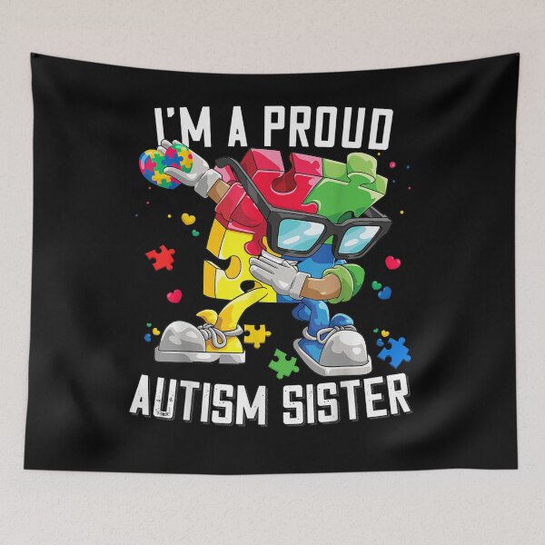 Item preview, I'm A Proud Autism Sister Autism Awareness Dabbing Puzzle designed and sold by robinxam.