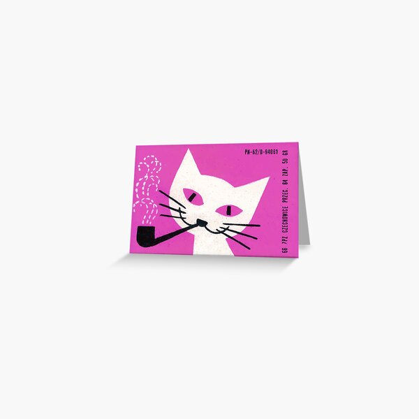 Artikel-Vorschau von Rohr-rauchender Cat Matchbox-Aufkleber, designt und verkauft von retrographics.