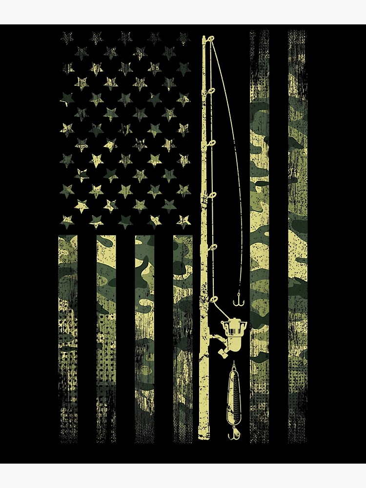 Fishing Pole American Flag Usa Camo Camouflage Fishing Rod | Poster