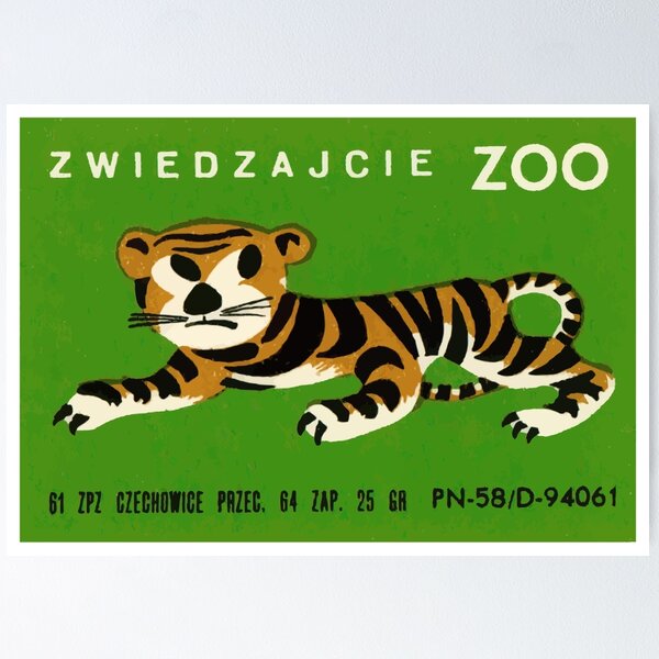 Item preview, Polish Zoo Tiger Matchbox Label designed and sold by retrographics.