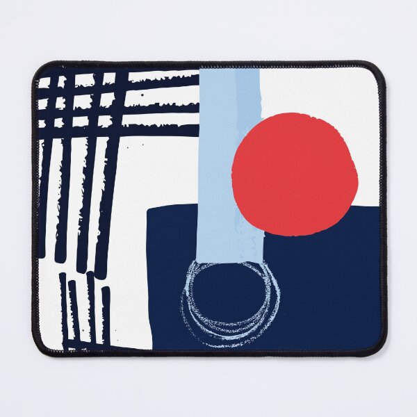 Item preview, Red Sun Blue Square Artwork No1 Japandi style 2022 designed and sold by dreamofdenim.