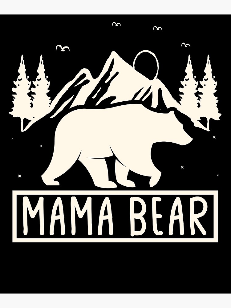 Mom Bear With Cubs Vintage Sunset Retro Family Of T-Shirt