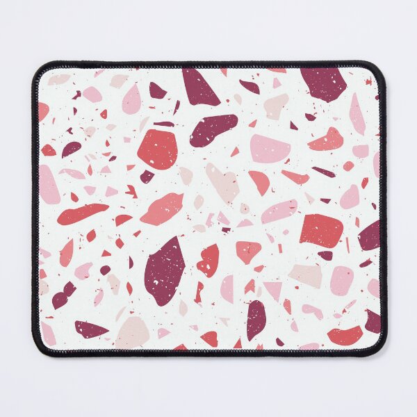 Item preview, Patrón de mármol de terrazo blanco con chips de color rosa y rojo designed and sold by thesnowwhyte.