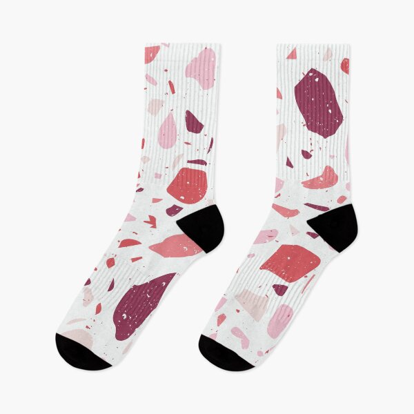 Item preview, Patrón de mármol de terrazo blanco con chips de color rosa y rojo designed and sold by thesnowwhyte.
