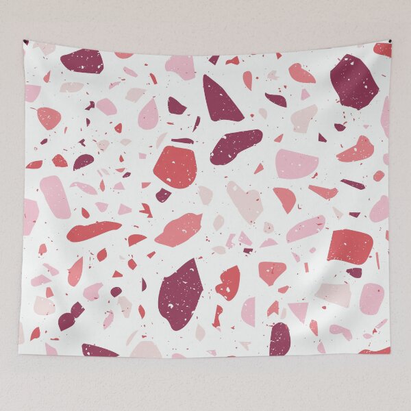 Item preview, White Terrazzo Marble Pattern with Pink and Red Chips designed and sold by thesnowwhyte.