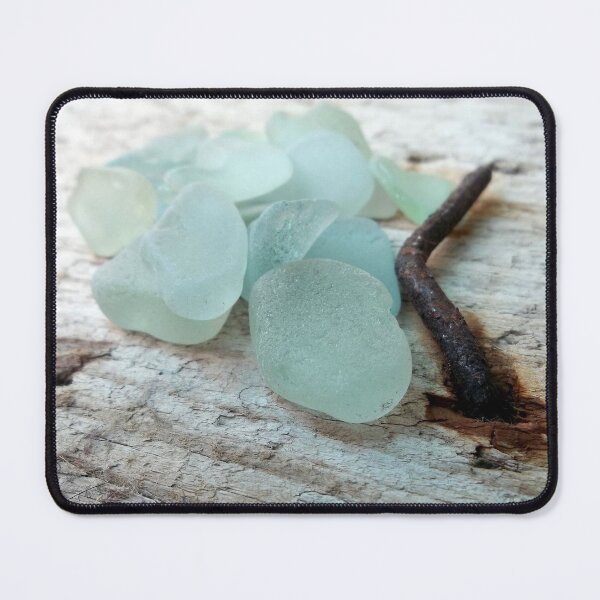 Item preview, Sea Foam Sea Glass and Rusty Nail on Rustic Wood Pale Turquoise designed and sold by Beachy.
