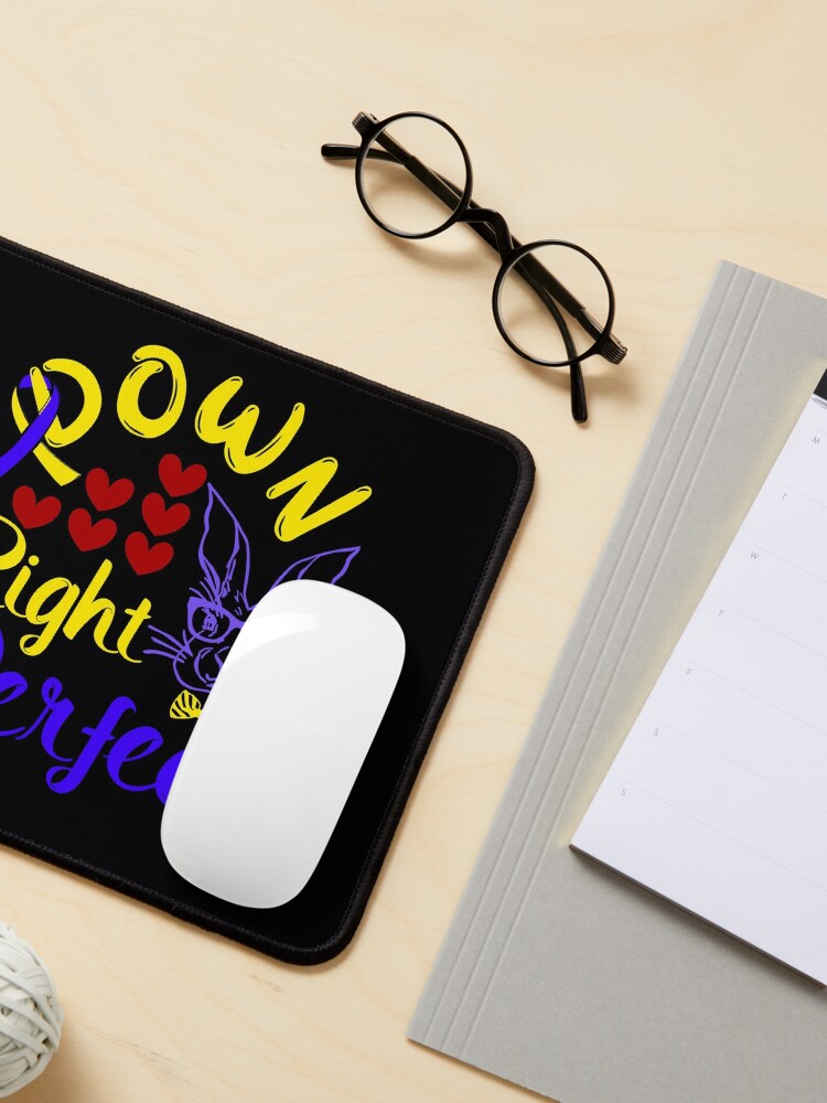 Alternate view of Down Right Perfect Bunny and Ribbon 21 Trisomy Awareness Day Mouse Pad