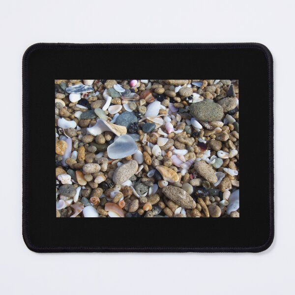 Item preview, White Sea Glass Tiny Seashells Greige Pebbles at the Beach designed and sold by Beachy.