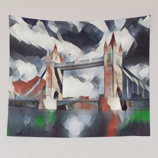 Item preview, London Tower Bridge River Thames Geometric Digital Painting designed and sold by ramazis.
