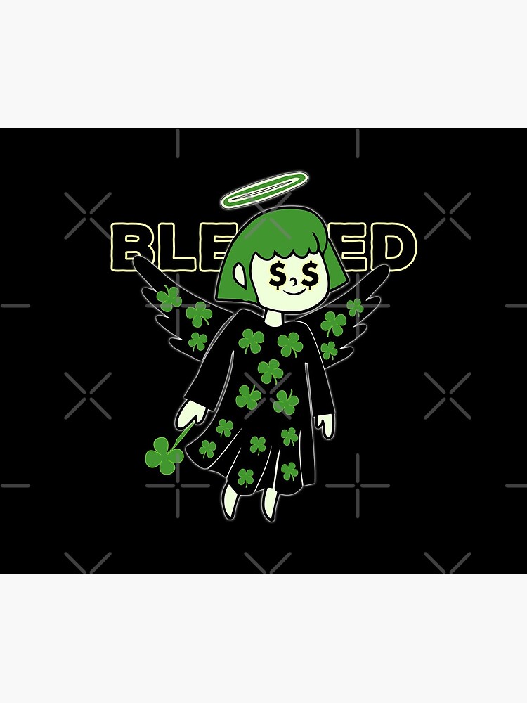 Lucky Clover Blessed Angel - Good Luck Charm by CWartDesign