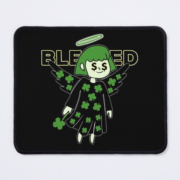Lucky Clover Blessed Angel - Good Luck Charm Mouse Pad