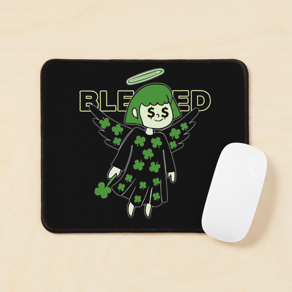 Lucky Clover Blessed Angel - Good Luck Charm Mouse Pad