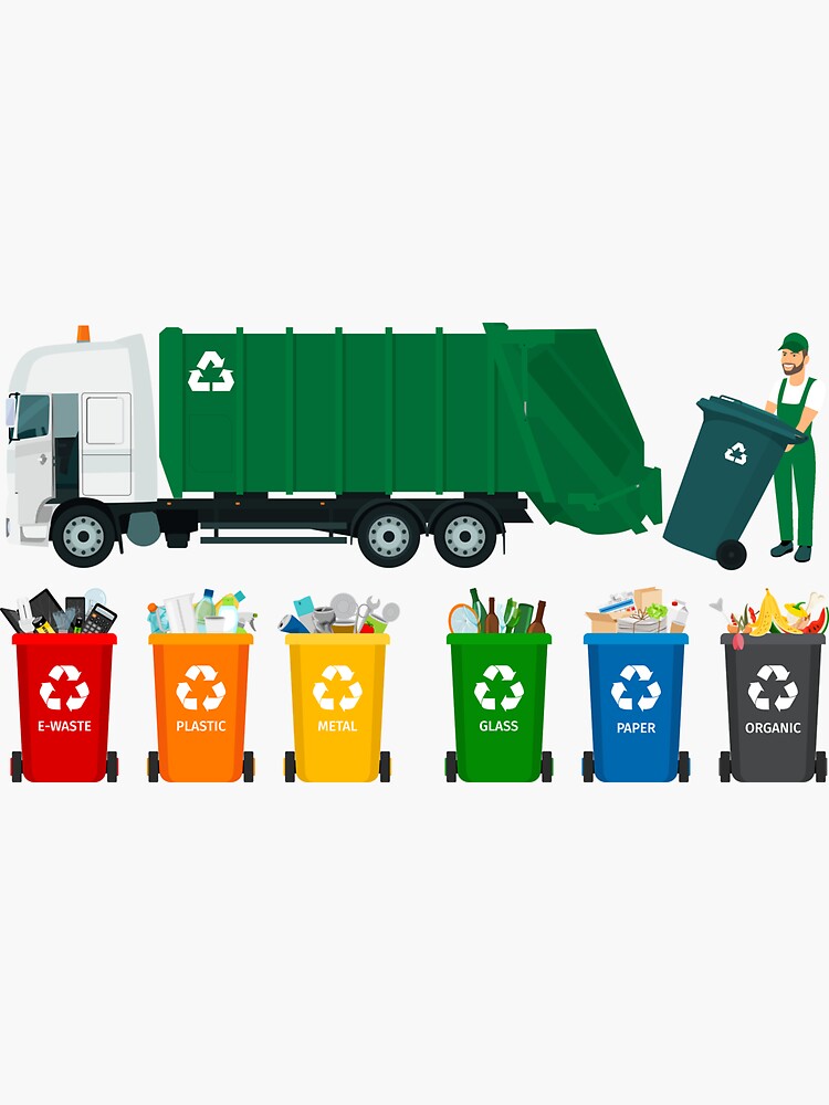 "Recycling Trash Truck Kids Garbage Truck" Sticker for Sale by Emniem