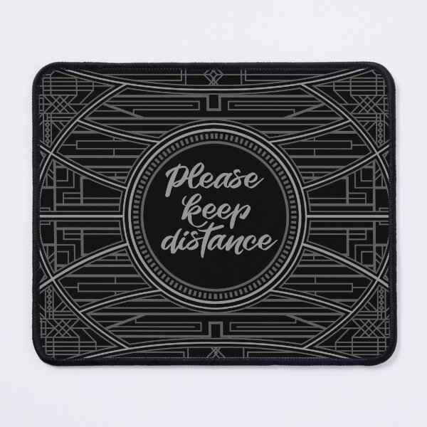 Item preview, Please keep your distance Vintage Art Deco design in black face mask designed and sold by MadandMean.