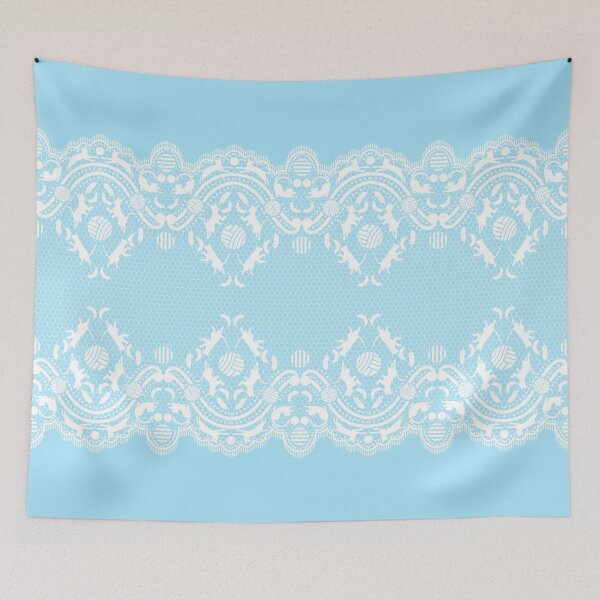 Item preview, For lovers of cats, lace and fashion. White with a baby blue background designed and sold by SueKnox.