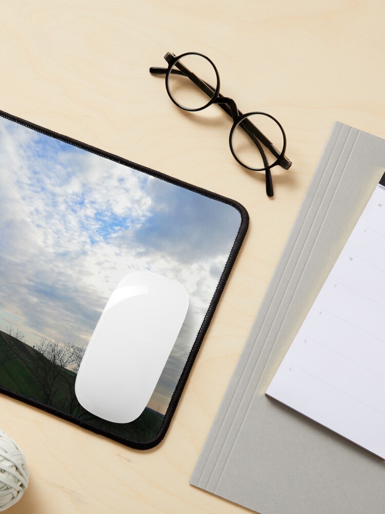 Alternate view of Mountain landscape at sunset, a few fluffy clouds and scattered skies in the sky, wonderful shades of colors Mouse Pad