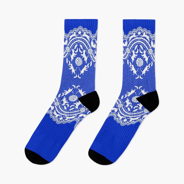 Item preview, For lovers of cats, lace and fashion. White with a blue background designed and sold by SueKnox.
