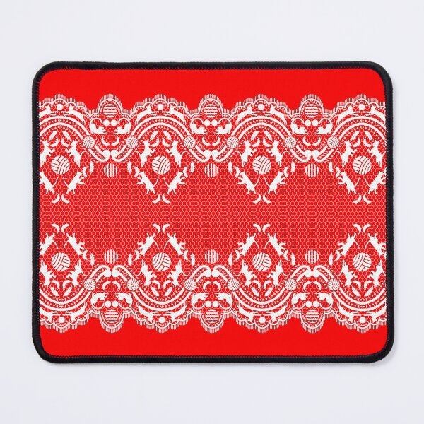 Item preview, For lovers of cats, lace and fashion. White with a red orange background designed and sold by SueKnox.